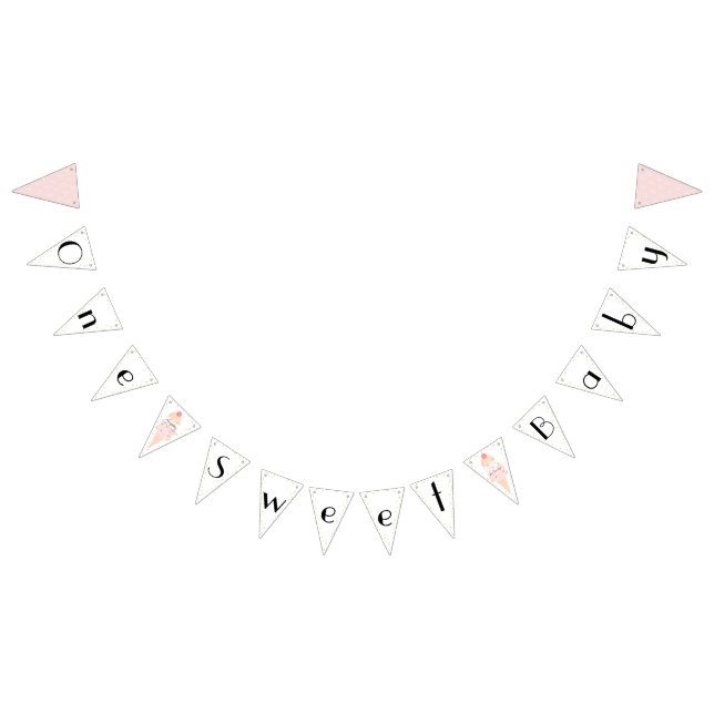 Bannière À Fanions One Sweet Baby Ice Cream Pink Girl Baby Shower (Tout)