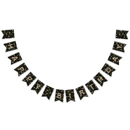 Bannière À Fanions Opossum dans un champ de Berry en noir