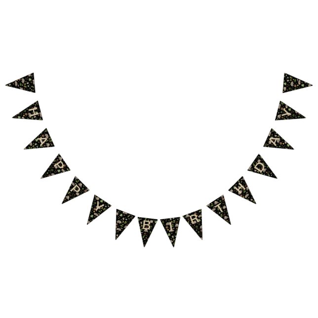 Bannière À Fanions Opossum dans un champ de Berry en noir (Tout)