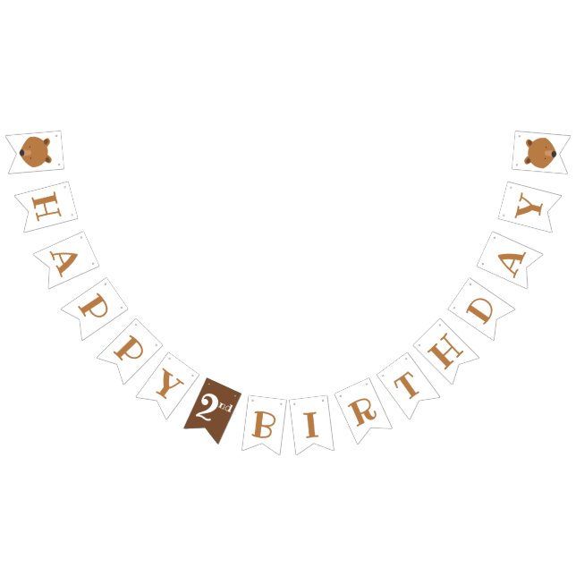 Bannière À Fanions Ours 2e anniversaire (Tout)