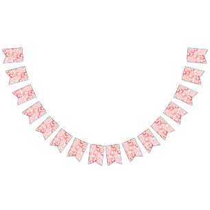 Bannière À Fanions Papillons Aquarelle Corail rose