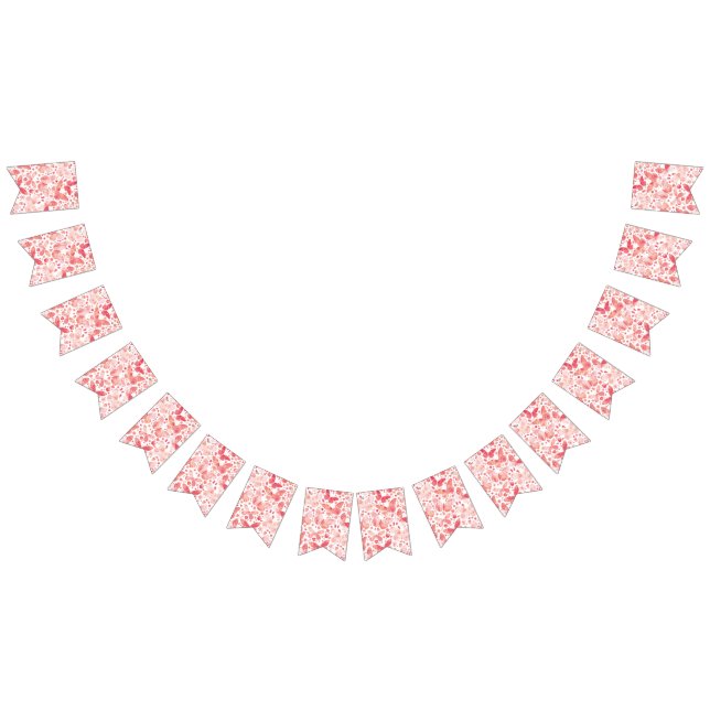 Bannière À Fanions Papillons Aquarelle Corail rose (Tout)