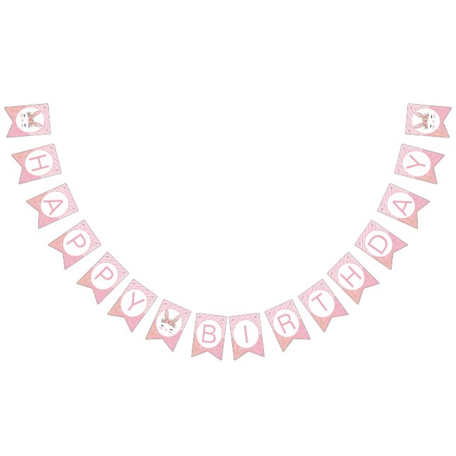Bannière À Fanions Parties scintillant rose Bunny Joyeux bandeau de f (Tout)