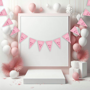 Bannière À Fanions Parties scintillant rose Étoiles Heureux Anniversa
