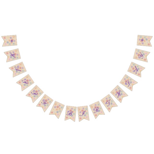 Bannière À Fanions Pastel Flowered Joyeux Anniversaire (Tout)