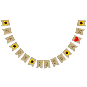 Bannière À Fanions Pays Barne Sunflowers Mariage Date