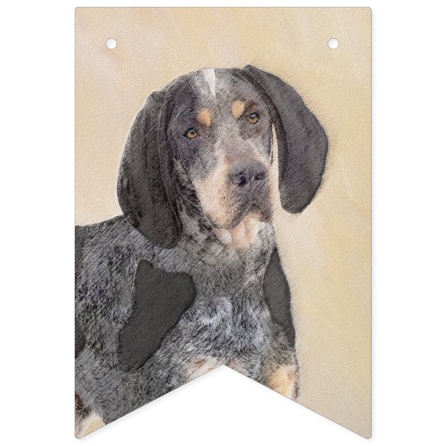 Bannière À Fanions Peinture de linge bluetick - mignon chien original (Premier drapeau)