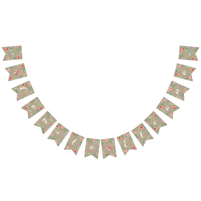 Bannière À Fanions Pennant Rose Baby Girl Name BOHO Nursery Room (Tout)