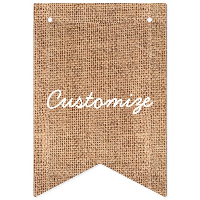Bannière À Fanions Personnaliser de Bunting Jute Burlap (Premier drapeau)