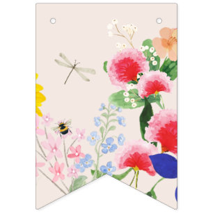 Bannière À Fanions Petite maman fleur sauvage à Bee Baby shower