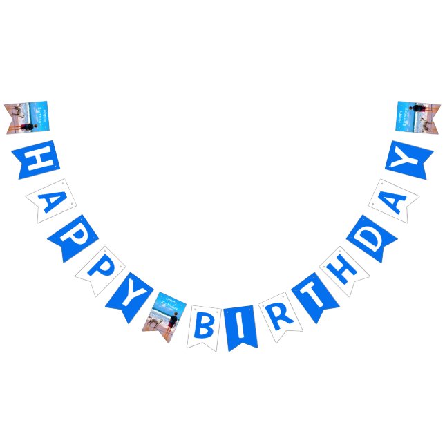 Bannière À Fanions Photo personnalisée de votre design - Joyeux anniv (Tout)