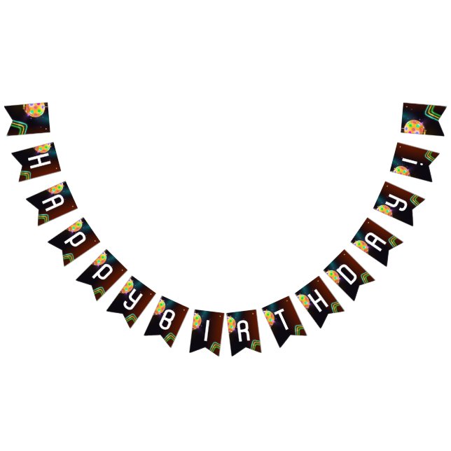 Bannière À Fanions Pickleball Sports Neon Thème Disco ball Party (Tout)