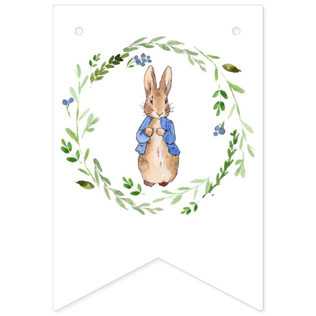 Bannière À Fanions Pierre le lapin avec la feuille verte Wreath (Premier drapeau)