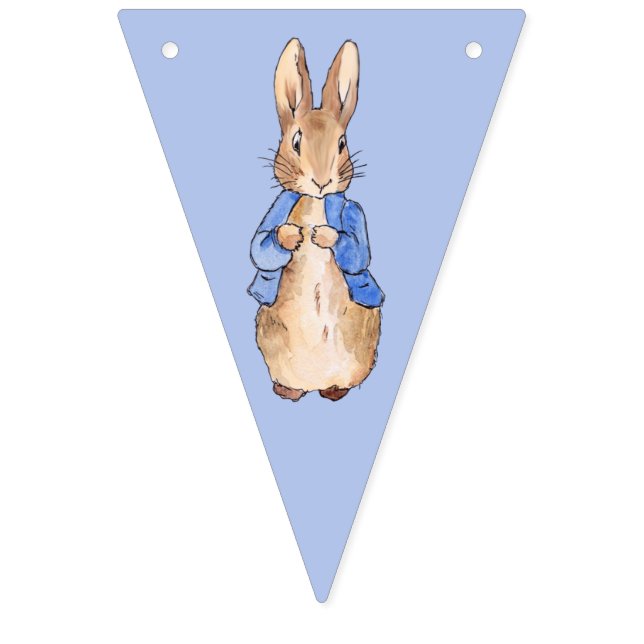 Bannière À Fanions Pierre le lapin sur arrière - plan bleu (Premier drapeau)