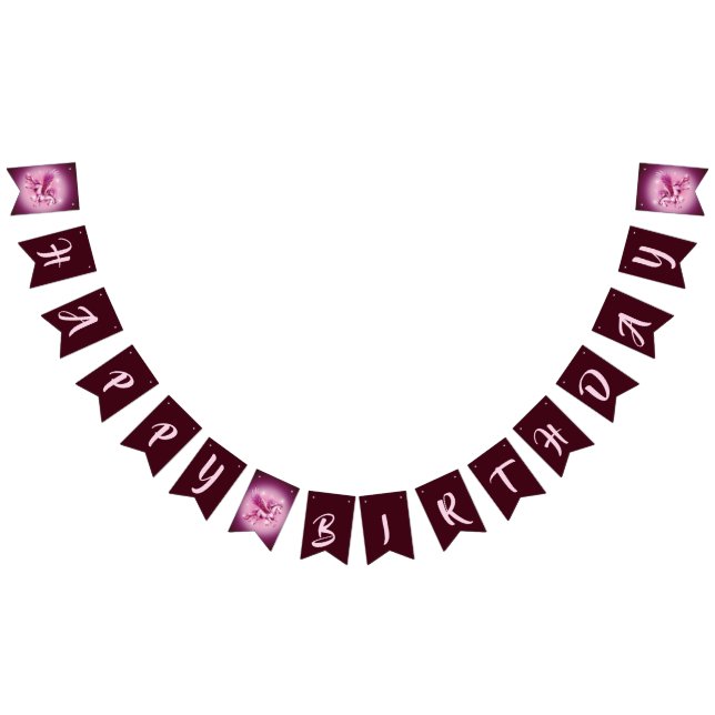 Bannière À Fanions Pink Pegasus "Joyeux anniversaire" (Tout)