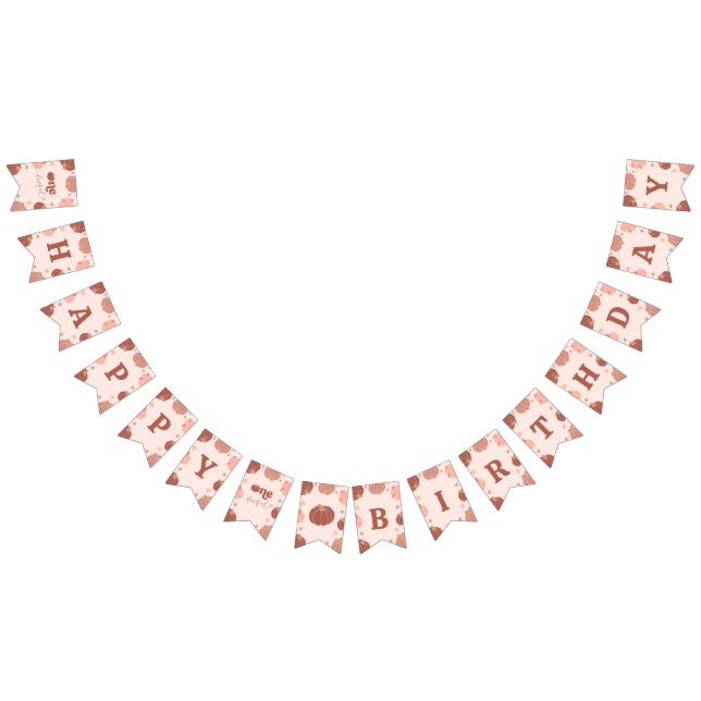 Bannière À Fanions Pink Retro Pumpkin Birthday Bunting Banner (Tout)