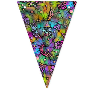 Bannière À Fanions Points colorés Spirales Peinture à la main 1
