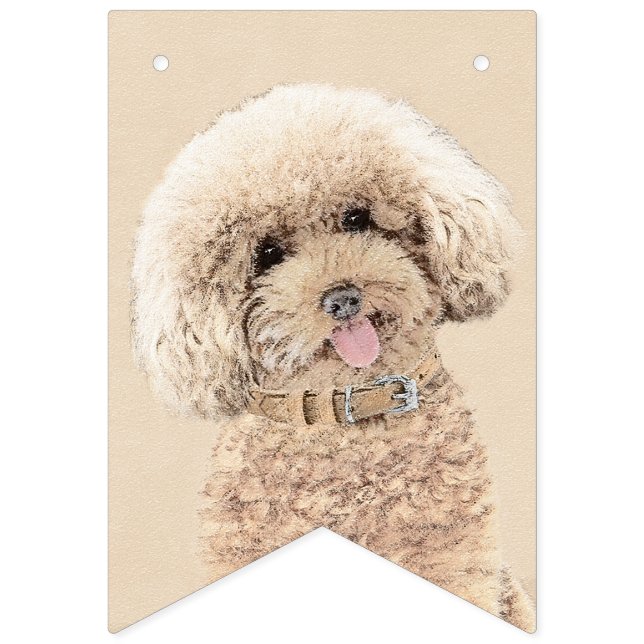 Bannière À Fanions Poodle Miniature Toy Apricot Crème Chien Brown Art (Premier drapeau)