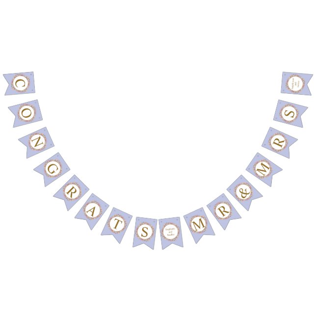 Bannière À Fanions Poudre Lavande Or Floral Moderne Mariage élégant (Tout)