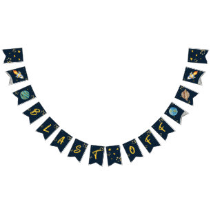 BANNIÈRE À FANIONS PREMIER ANNIVERSAIRE, ANNIVERSAIRE SPATIAL, BLAST 