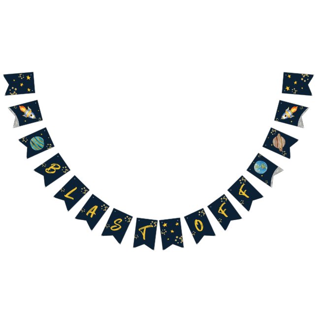 BANNIÈRE À FANIONS PREMIER ANNIVERSAIRE, ANNIVERSAIRE SPATIAL, BLAST  (Tout)