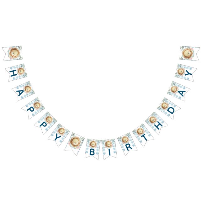 Bannière À Fanions Prince Lion Jungle Joyeux Anniversaire (Tout)