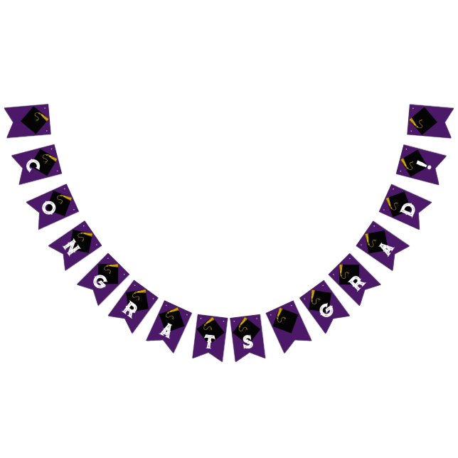 Bannière À Fanions Purple Graduation Party Félicitations Décoration (Tout)