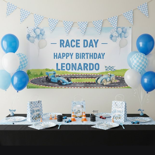 Bannière À Fanions Racing Flag Checkered Blue & White bunting banner (Créateur téléchargé)