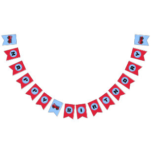Bannière À Fanions Red Fire Truck Boy's Birthday Party Bunting drapea