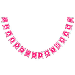 Bannière À Fanions Reine Des Coeurs Rose Rétro Anniversaire