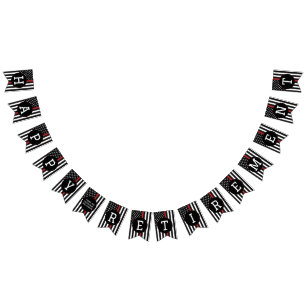 Bannière À Fanions Retraite personnalisée des pompiers Fin Ligne roug