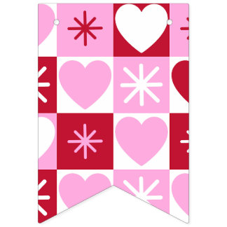 Bannière À Fanions Retro Checkerboard Hearts bunting banner