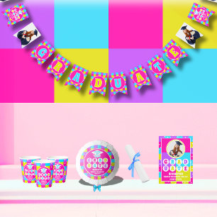 Bannière À Fanions Retro Neon Photo Graduation Party