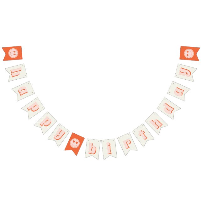 Bannière À Fanions Retro Smile Joyeux anniversaire (Tout)