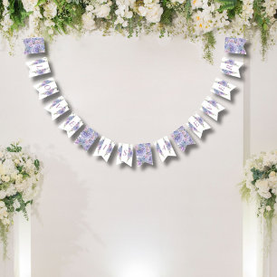 Bannière À Fanions Romantique Dusty Blue & Lilac Hydrangeas Mariage