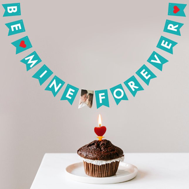 Bannière À Fanions Romantique Turquoise Love Valentine Célébrer Photo (Créateur téléchargé)