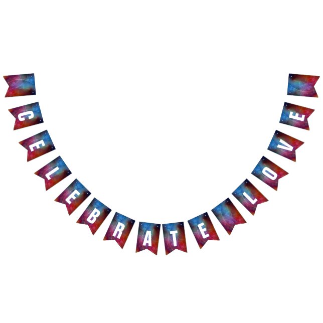 Bannière À Fanions Rouge & Bleu Moderne Ombre Bokeh Lumières & Typogr (Tout)