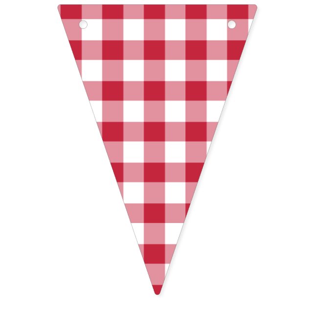 Bannière À Fanions Rouge Cerise Gingham Classique (Premier drapeau)