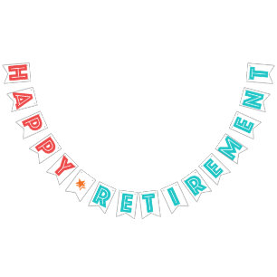 Bannière À Fanions Rouge de corail de RETRAITE HEUREUSE, turquoise,
