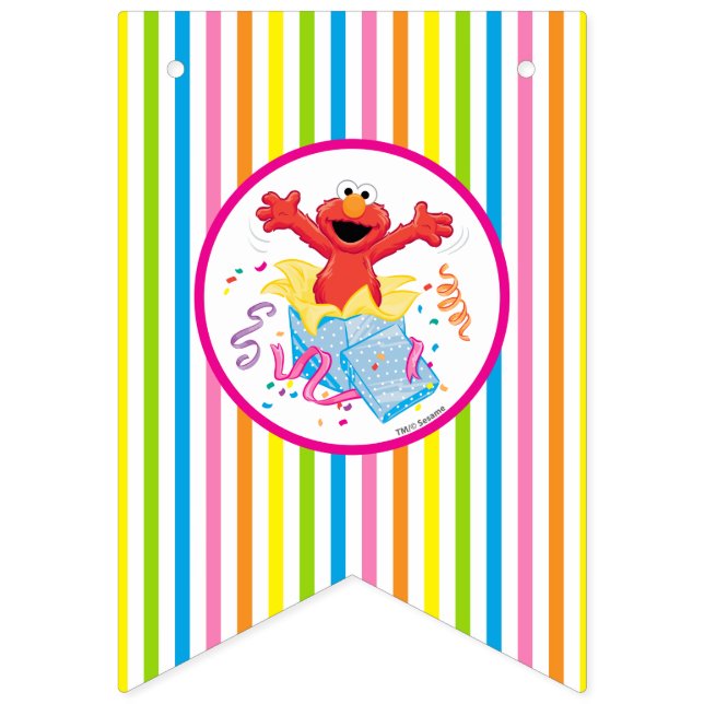 Bannière À Fanions Rue Sésame | Anniversaire d'Elmo Girl (Premier drapeau)