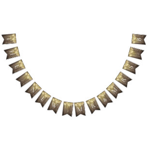 Bannière À Fanions Rustique Mason Jar & Woodgrain Mariage Garden Part