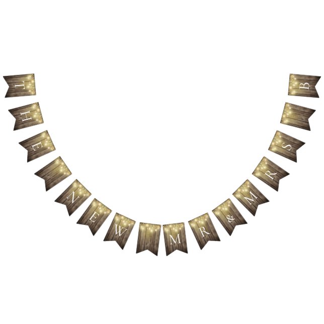 Bannière À Fanions Rustique Mason Jar & Woodgrain Mariage Garden Part (Tout)