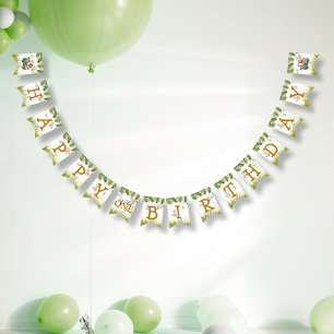 Bannière À Fanions Safari Wild Un premier anniversaire