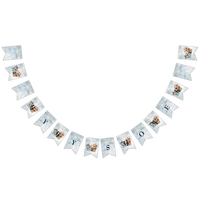 Bannière À Fanions Safari wildone baby shower invitation Blue (Tout)