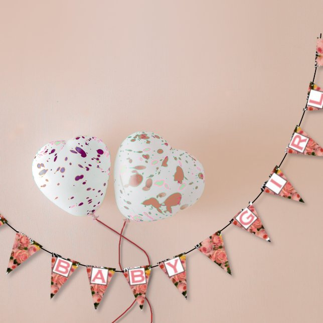 Bannière À Fanions Saumon rose Hirloom Rose Floral Patten Baby Girl (Créateur téléchargé)