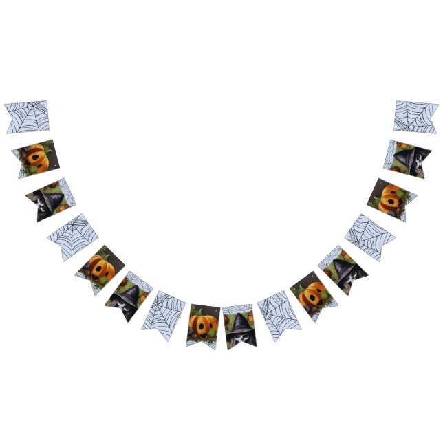 Bannière À Fanions Scary Skeleton Witch pour une fête d'Halloween Dép (Tout)