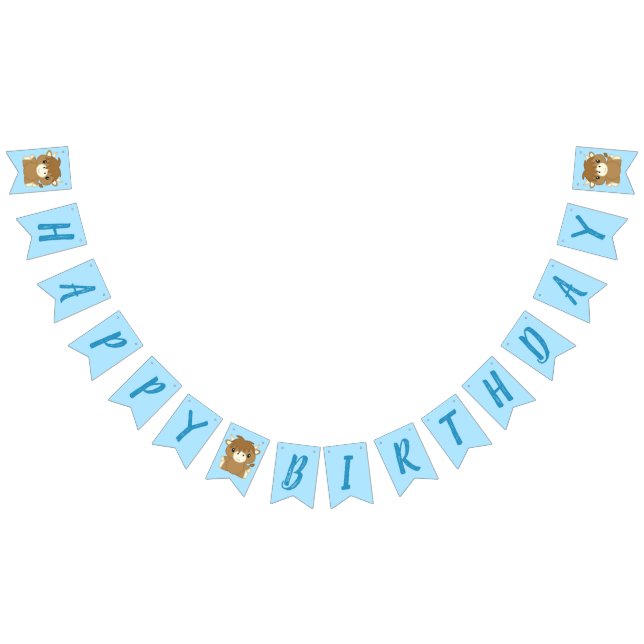 Bannière À Fanions Scottish Highland Cow Anniversaire Party Blue (Tout)