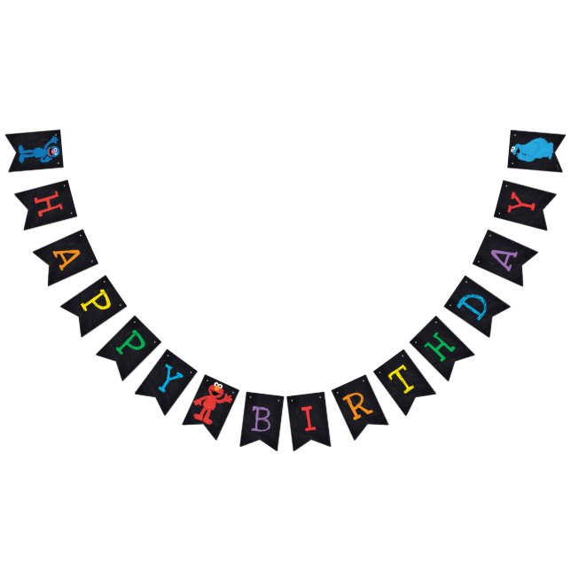 Bannière À Fanions Sesame Street Chalkboard anniversaire (Tout)
