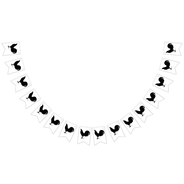 Bannière À Fanions Silhouette de coq de coq de combat (Tout)