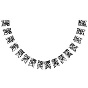 Bannière À Fanions Soirée d'anniversaire en safari imprimé noir blanc